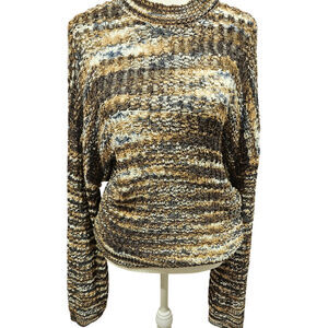 NA KD loose open knit oversized sweater boho brown medium strerchy crochet